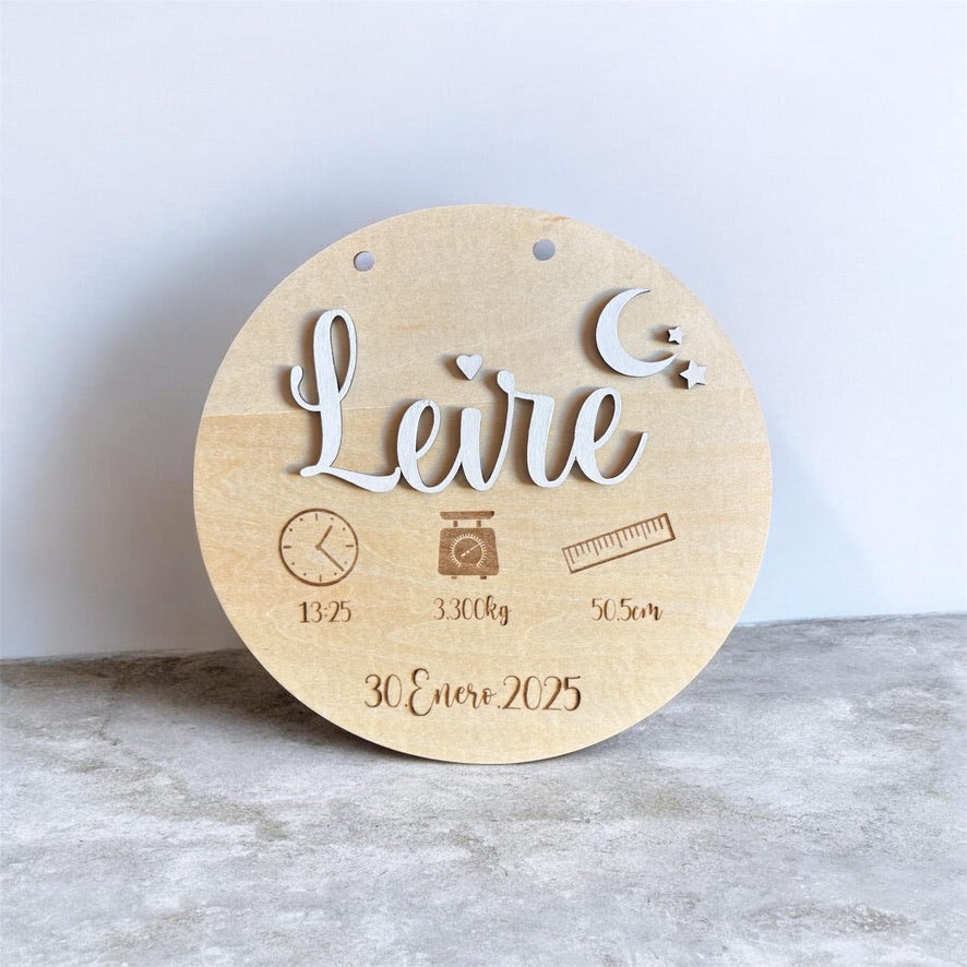 Natalicio de madera para bebés personalizado