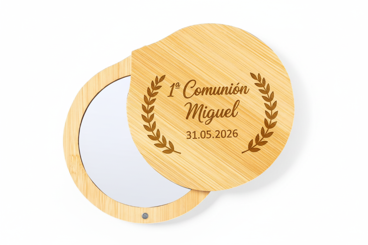 Espejo de bamboo personalizado