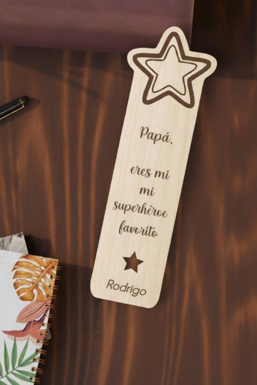 Marcapaginas de madera personalizado